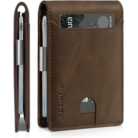Slim Wallets for Men Leather Money Clip Mens Wallet RFID Blocking